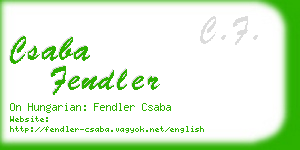 csaba fendler business card